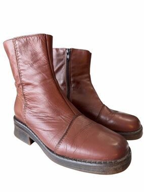 La Canadienne 16571 Waterproof Brown Leather Side Zip Ankle Boots Women’s Sz 6